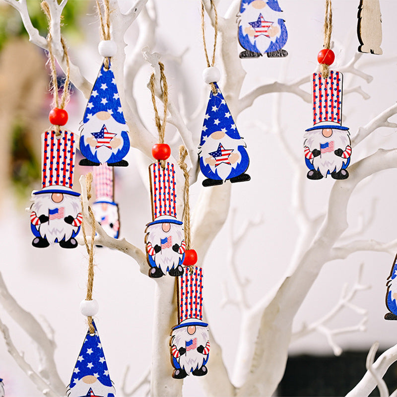 Wooden Gnome Ornaments for Patriotic Holiday Decor