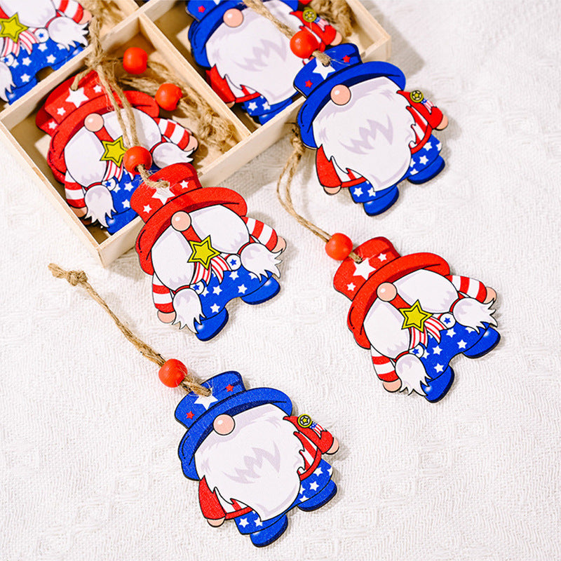 Wooden Gnome Ornaments for Patriotic Holiday Decor