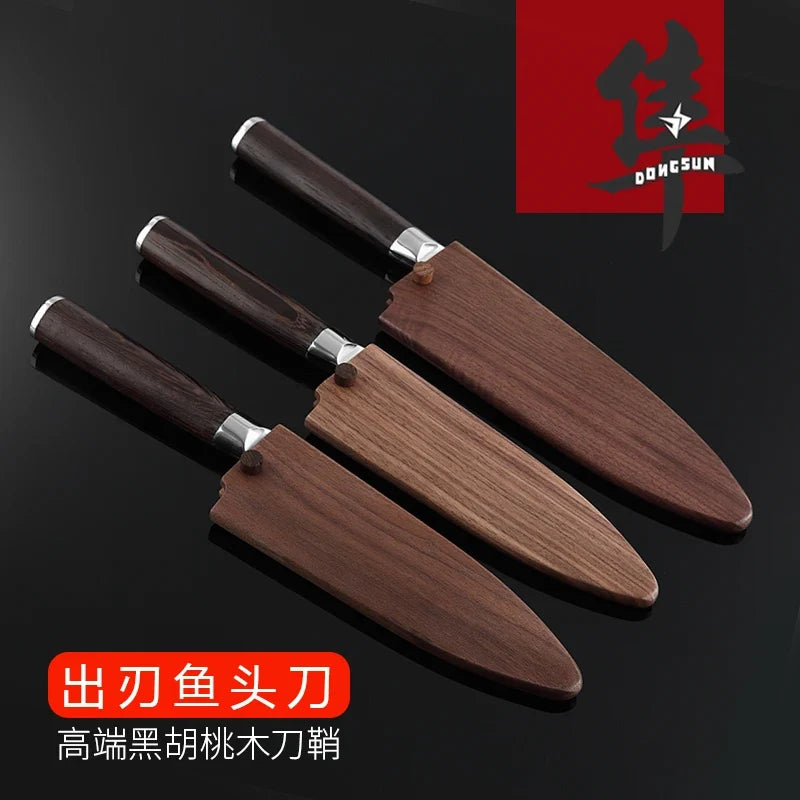 Deba Fish Head Knife with Walnut Scabbard, 1.4116 Steel