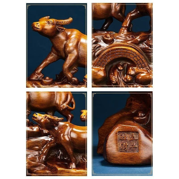 Five-Bull Prosperity Sculpture for Living Room Decor