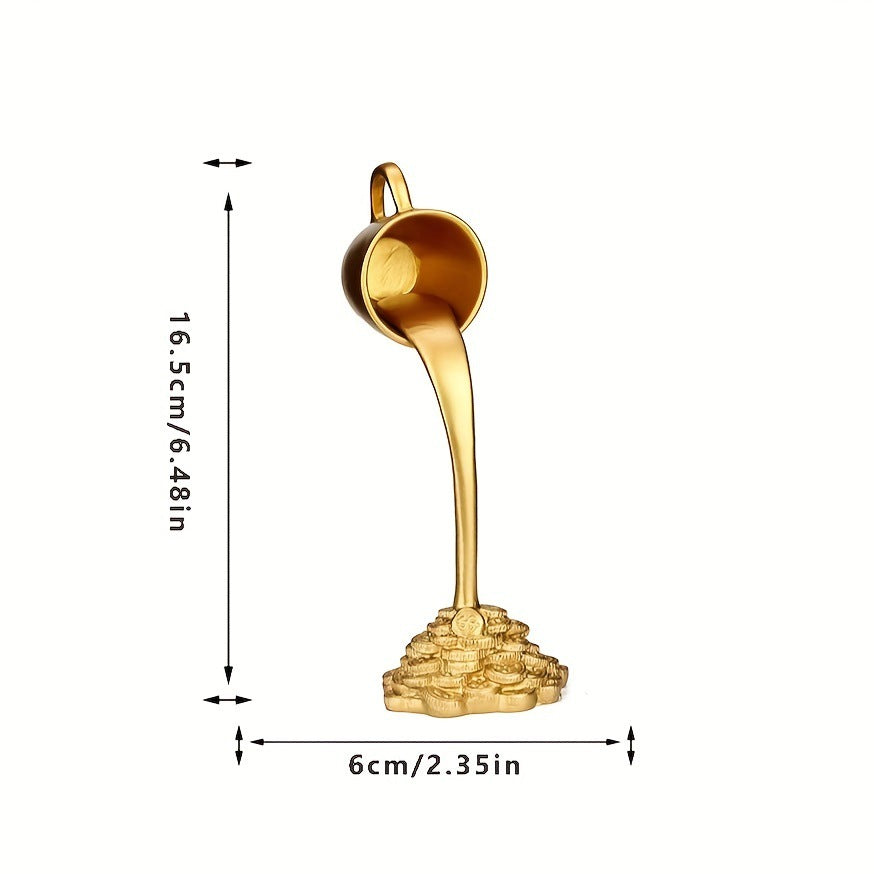 Floating Coffee Cup Ornament With Golden Coin Base