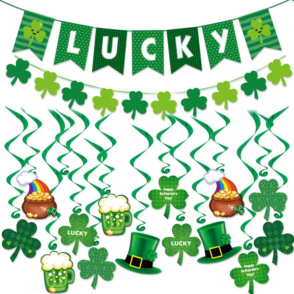 St. Patrick's Day Decoration Set With Shamrock Banner