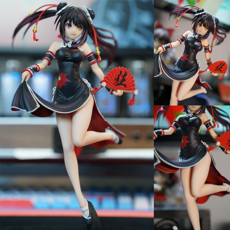 Anime Cheongsam Figure With Dramatic Fan Display Decor