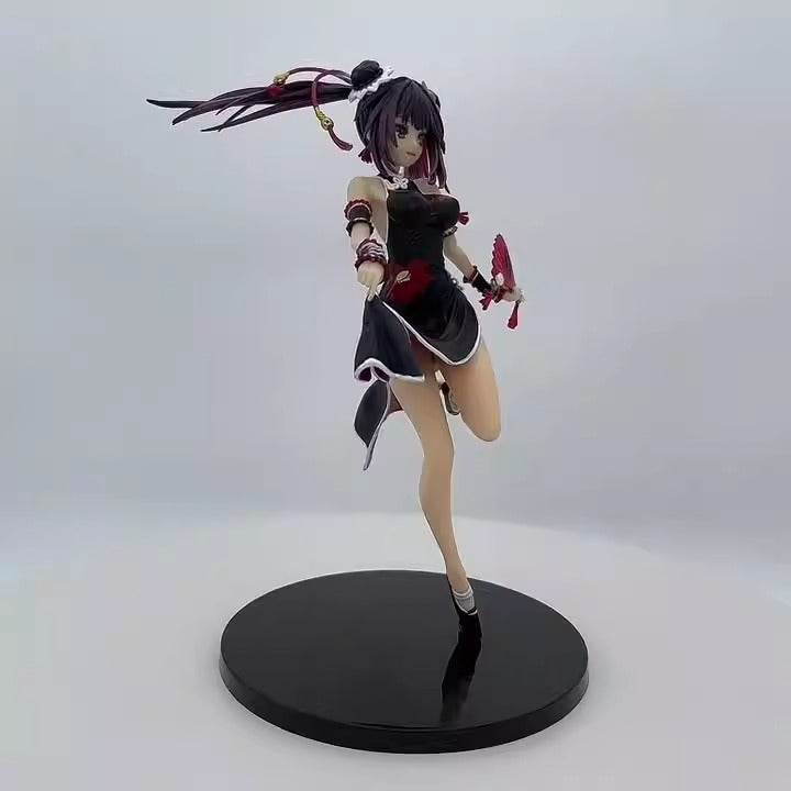 Anime Cheongsam Figure With Dramatic Fan Display Decor