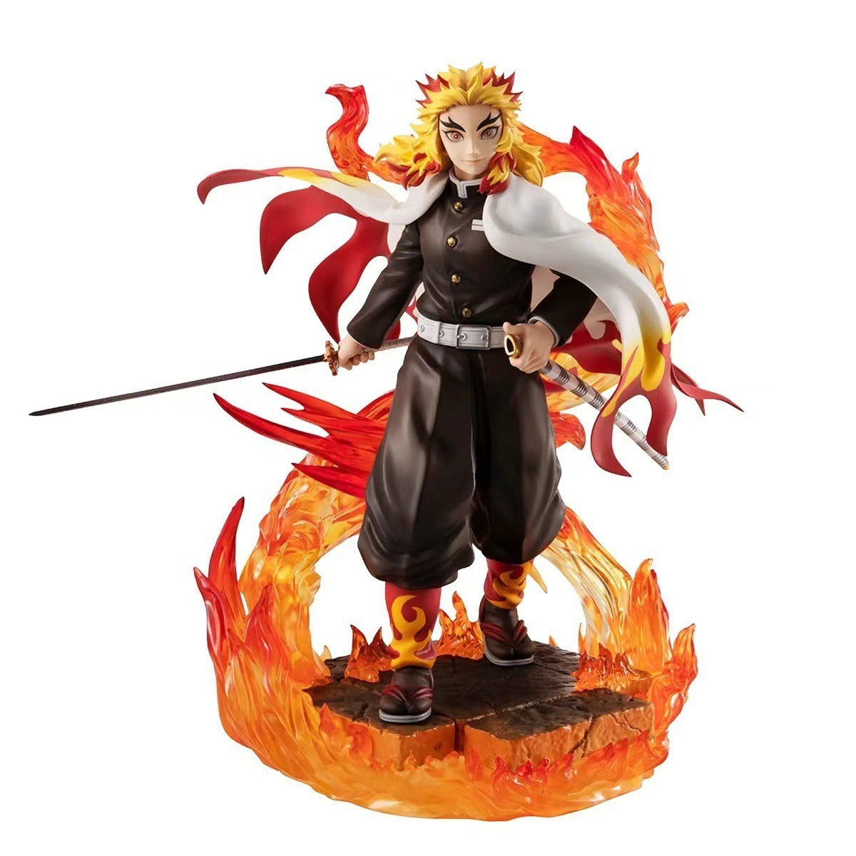Anime Flame Statue Hand-Painted Sword Display Centerpiece