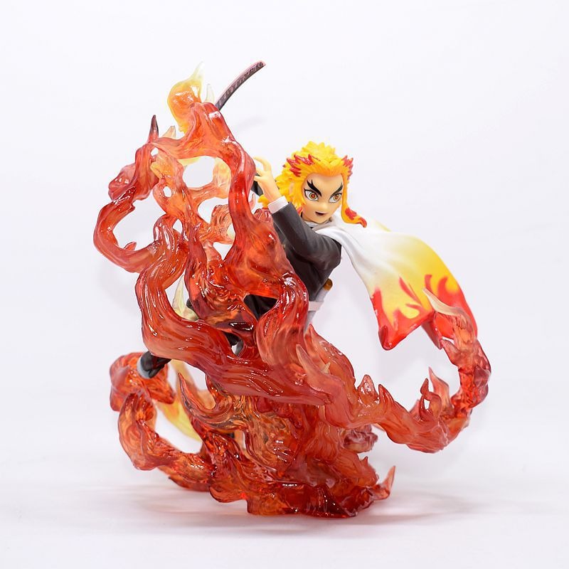 Anime Flame Figure With Dynamic Battle Scene Display