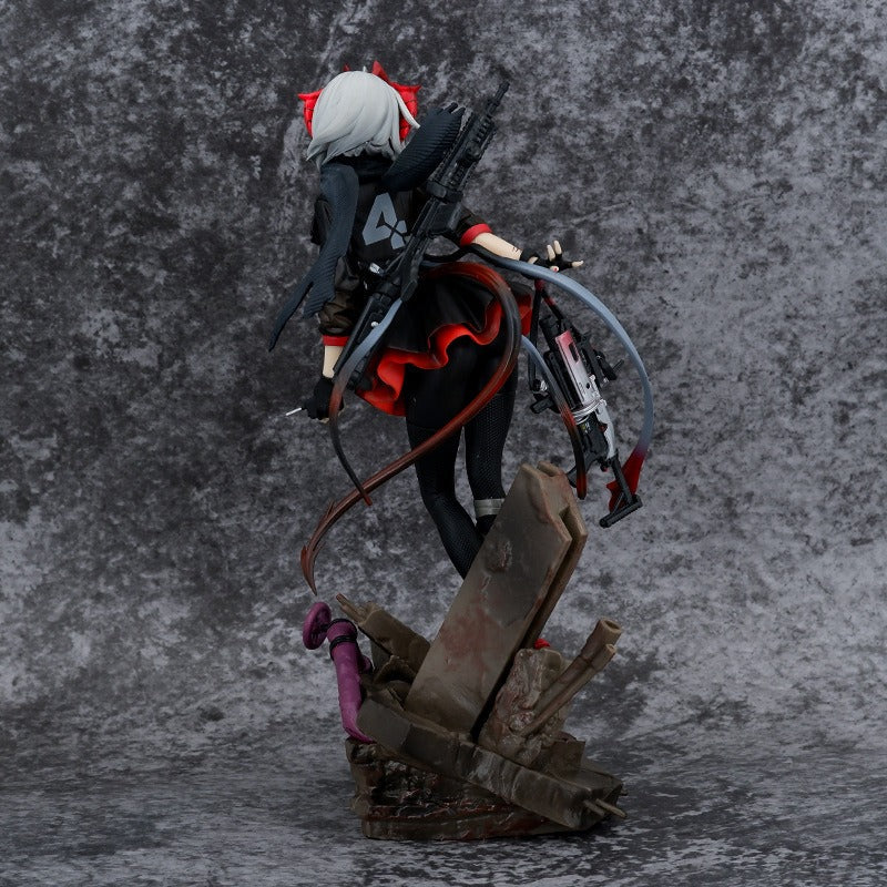 Anime Mercenary Statue With Dramatic Diorama Display