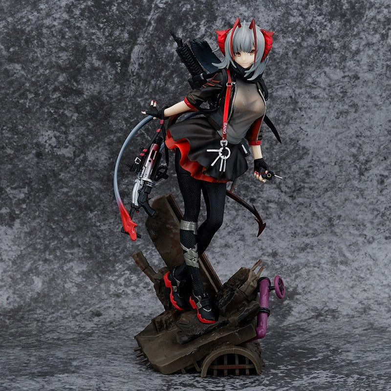 Anime Mercenary Statue With Dramatic Diorama Display