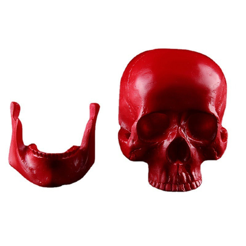 Deep Red Anatomical Skull Ornament for Gothic Décor