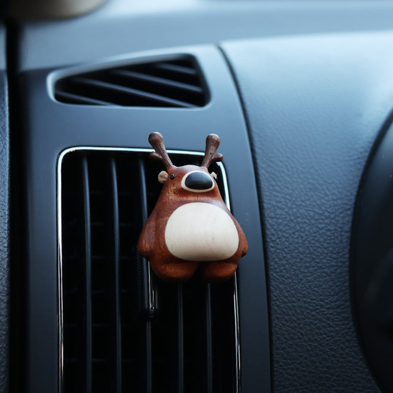 Wooden Deer Car Vent Decor for Cozy Dashboard Style