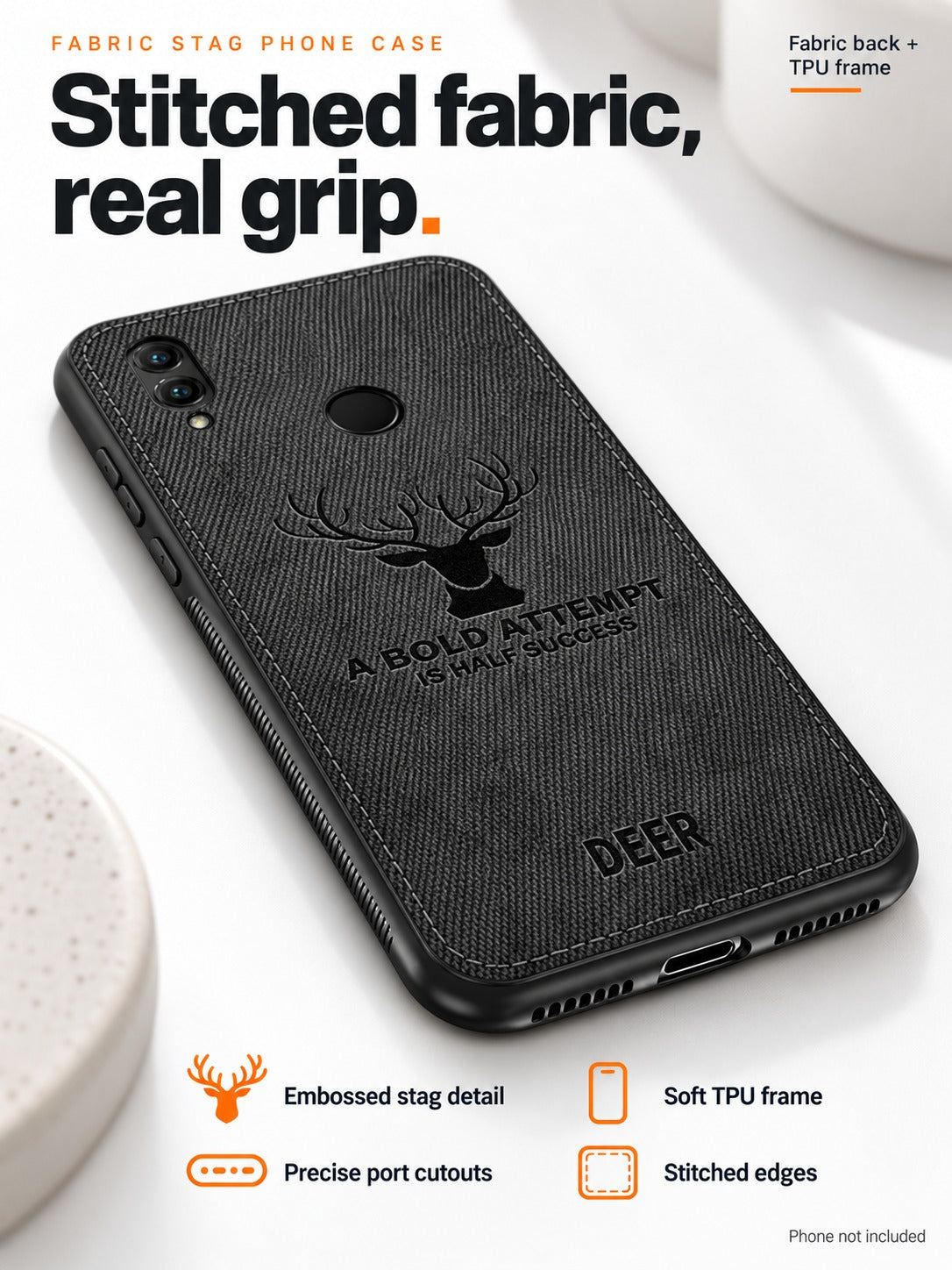 Fabric Stag Phone Case for Huawei Honor Soft Silicone