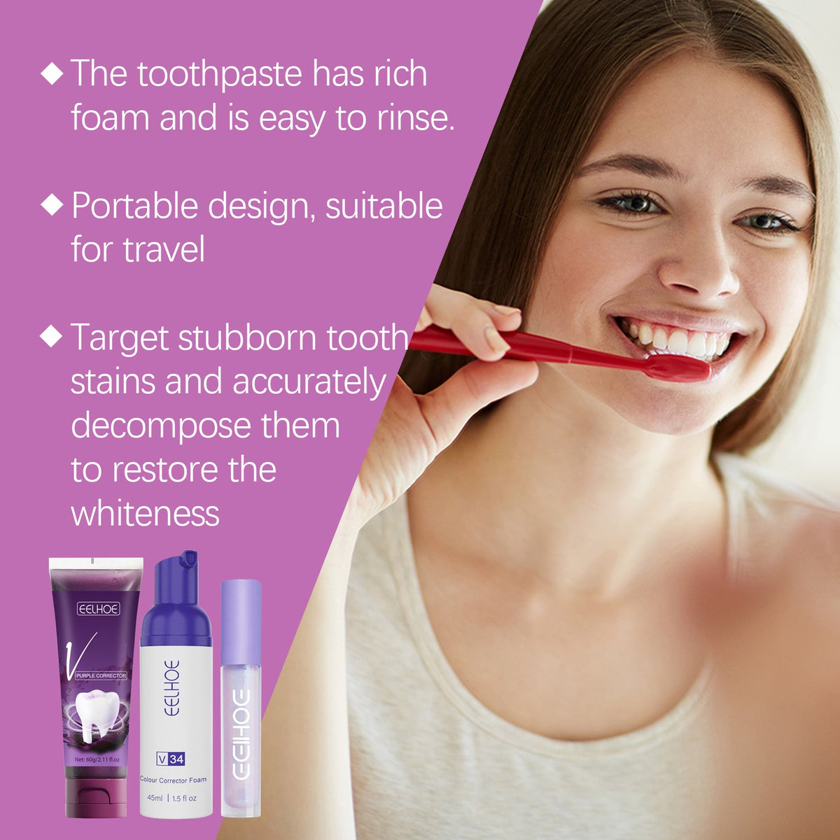 Purple Corrector Teeth Whitening Kit for Stubborn Stains