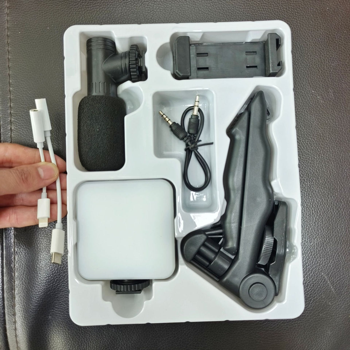Phone Video Kit with Mic, LED Fill Light and Tripod Grip