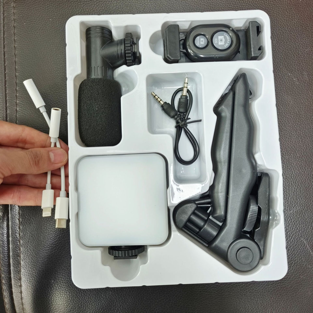Phone Video Kit with Mic, LED Fill Light and Tripod Grip