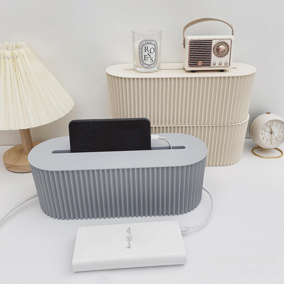 Desktop Cable Organizer Box to Hide Power Strip Clutter