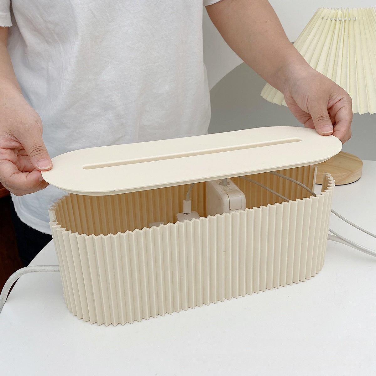 Desktop Cable Organizer Box to Hide Power Strip Clutter