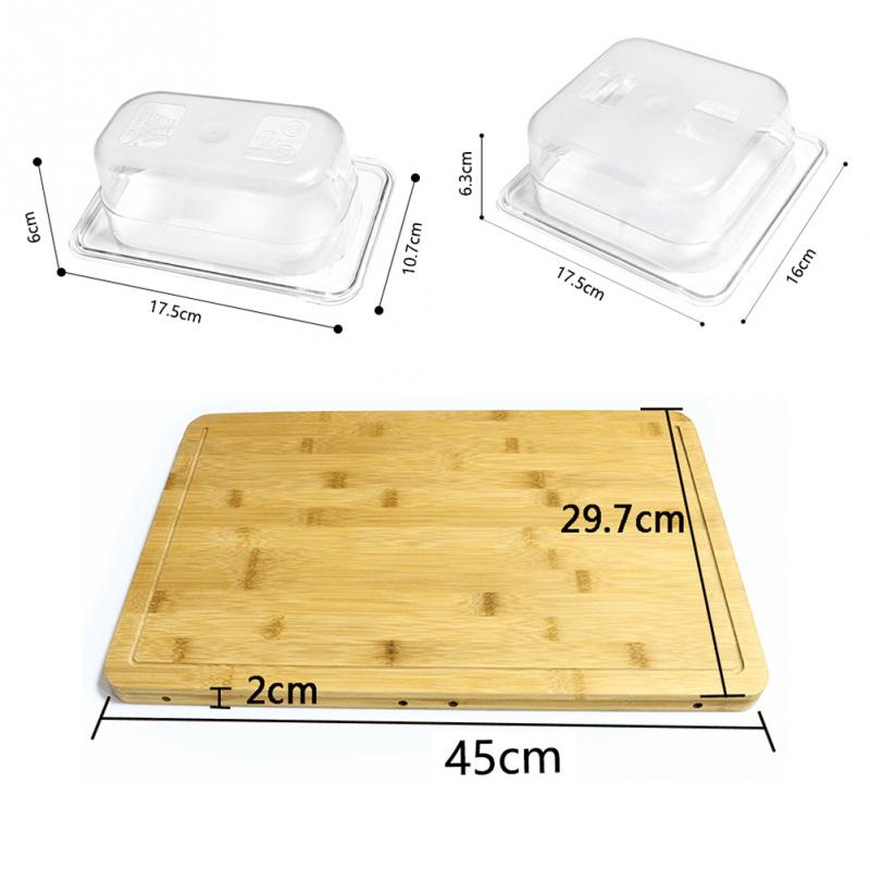 Bamboo Cutting Board with Detachable Prep Pans & Lids