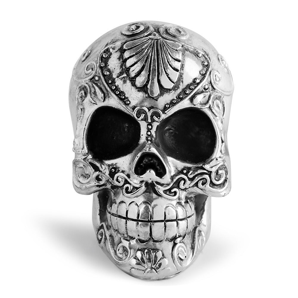 Gothic Skull Ornament with Dramatic Silver Detail