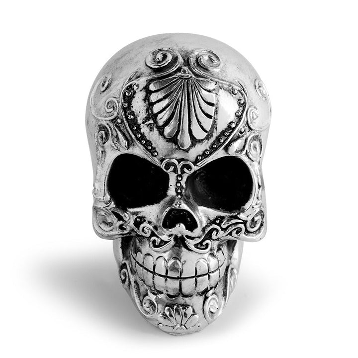 Gothic Skull Ornament with Dramatic Silver Detail