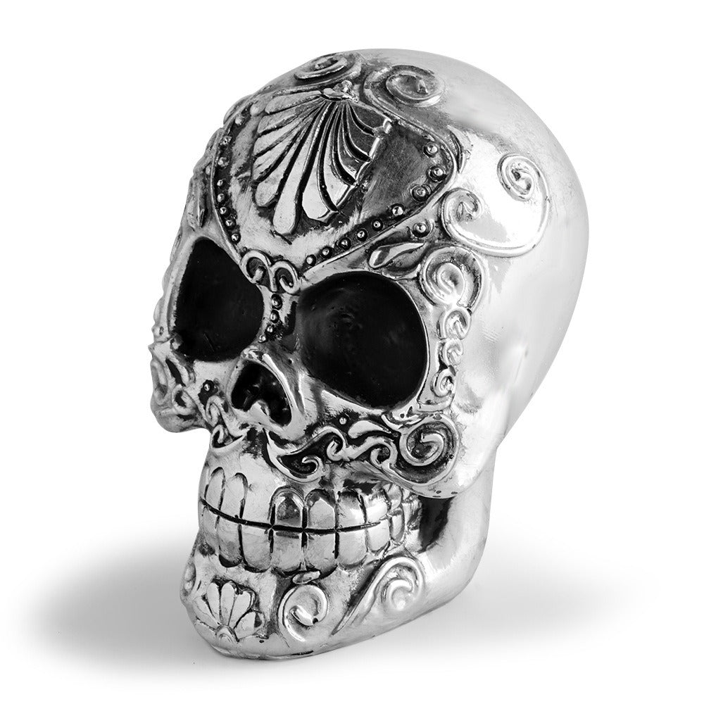 Gothic Skull Ornament with Dramatic Silver Detail