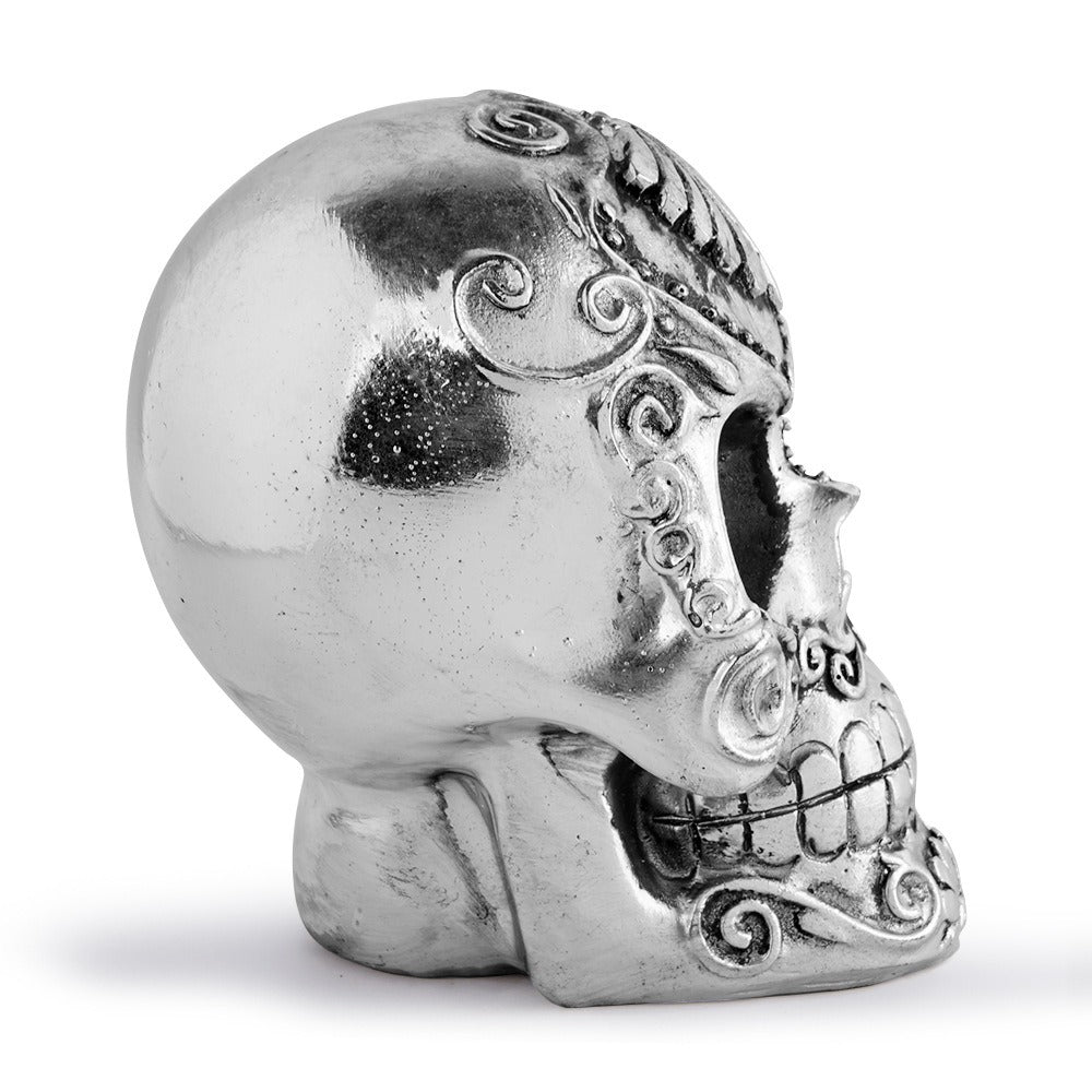 Gothic Skull Ornament with Dramatic Silver Detail
