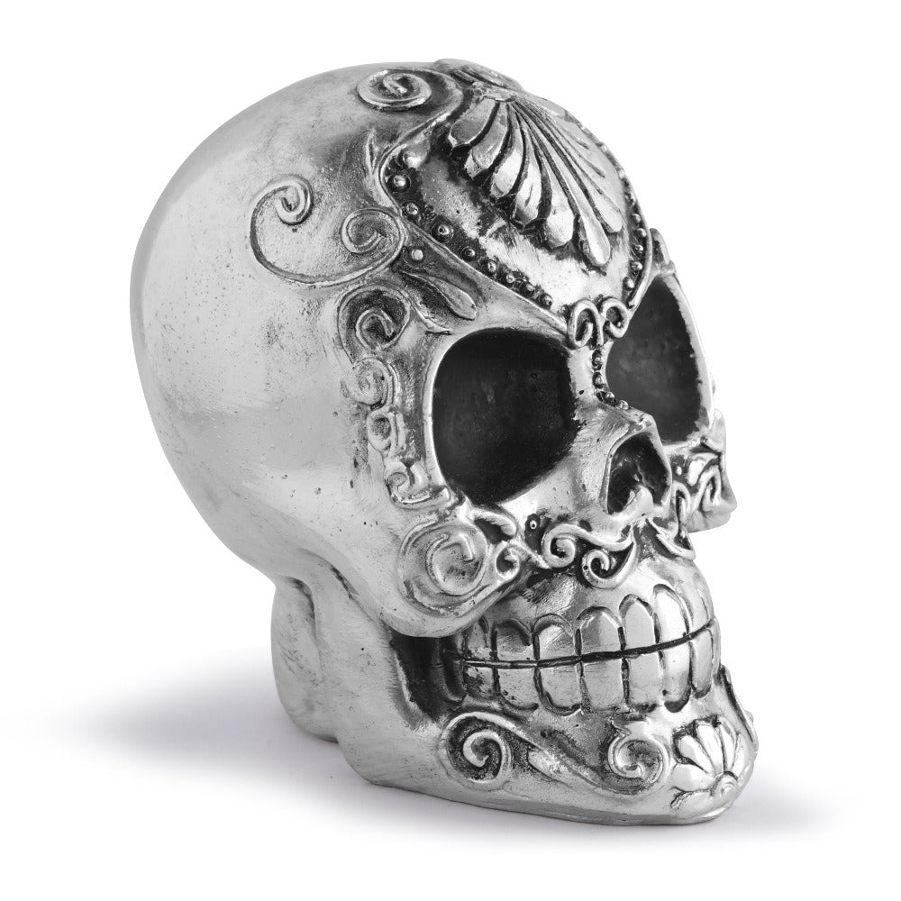 Gothic Skull Ornament with Dramatic Silver Detail