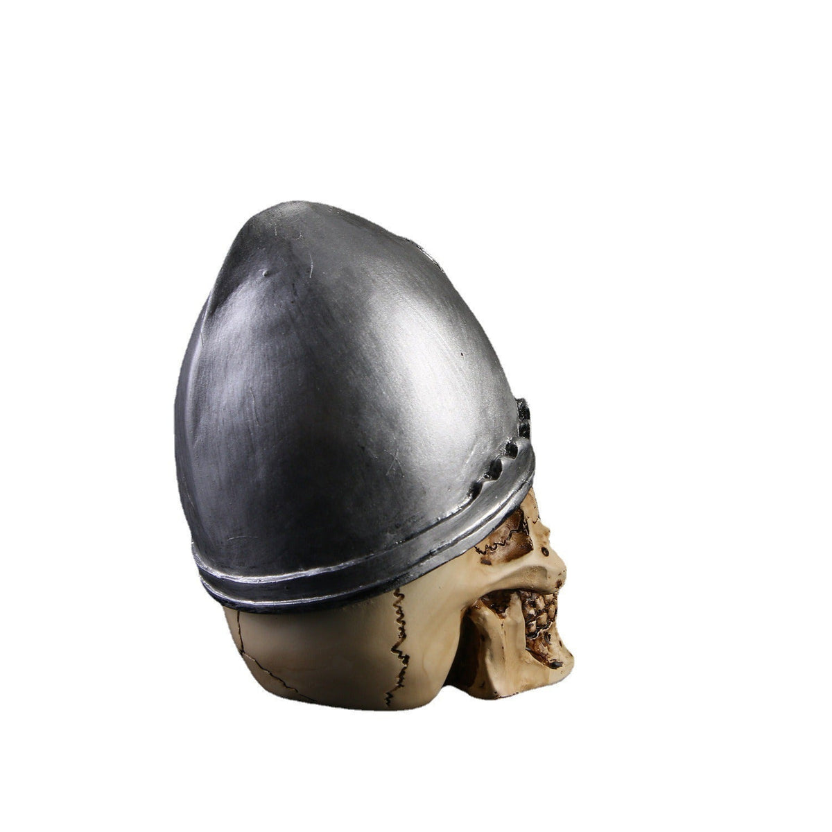 Gothic Skull Sculpture With Medieval Helmet Home Decor