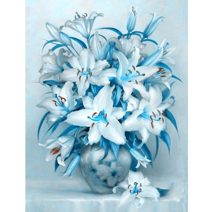 Diamond Painting Flower Kit for Blue Botanical Wall Art