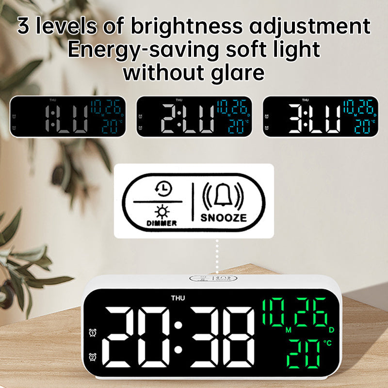 Digital Alarm Clock With Temperature & Date Display