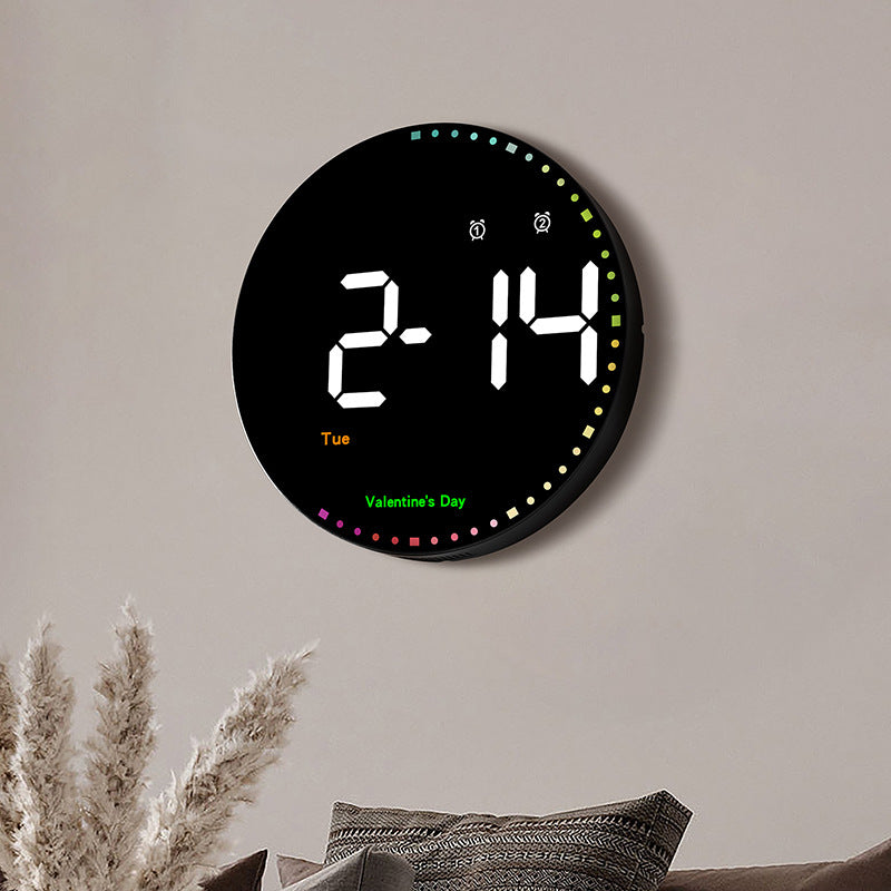 LED Wall Clock with Calendar and Colorful Lighting