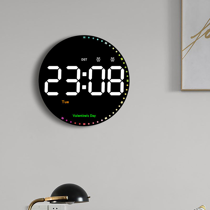 LED Wall Clock with Calendar and Colorful Lighting
