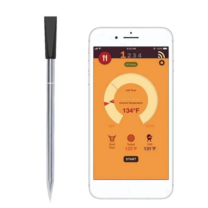 Wireless Meat Thermometer with Bluetooth App Alerts