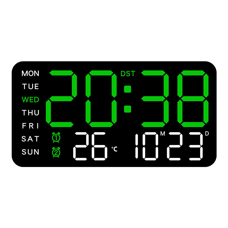 Digital Wall Clock with Time, Temp, Date & Weekday