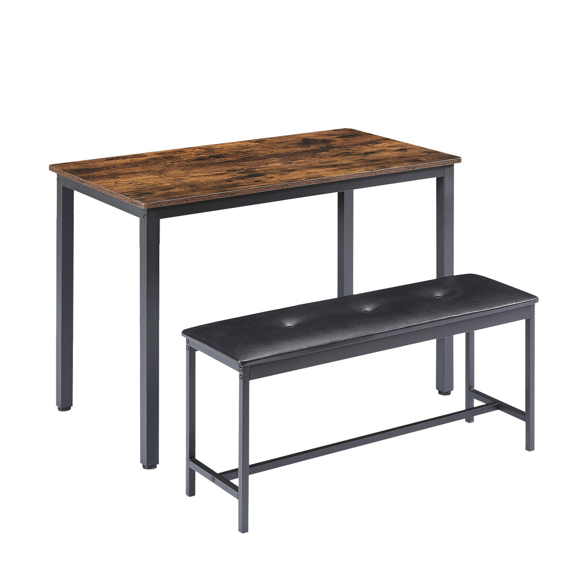 Industrial Dining Table Set with Tuck-Under Benches