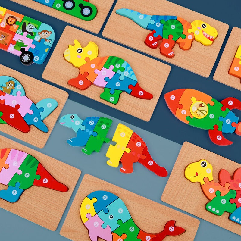 Dinosaur Wooden Puzzle for Fine Motor Skill Building