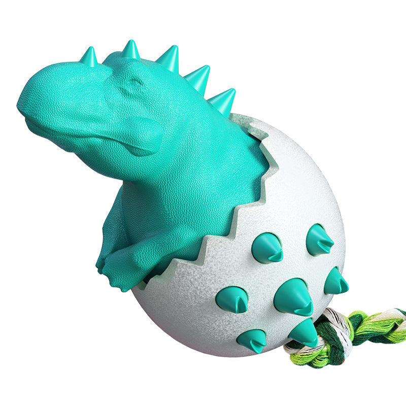 Dinosaur Egg Dog Chew Toy With Dental Texture & Rope
