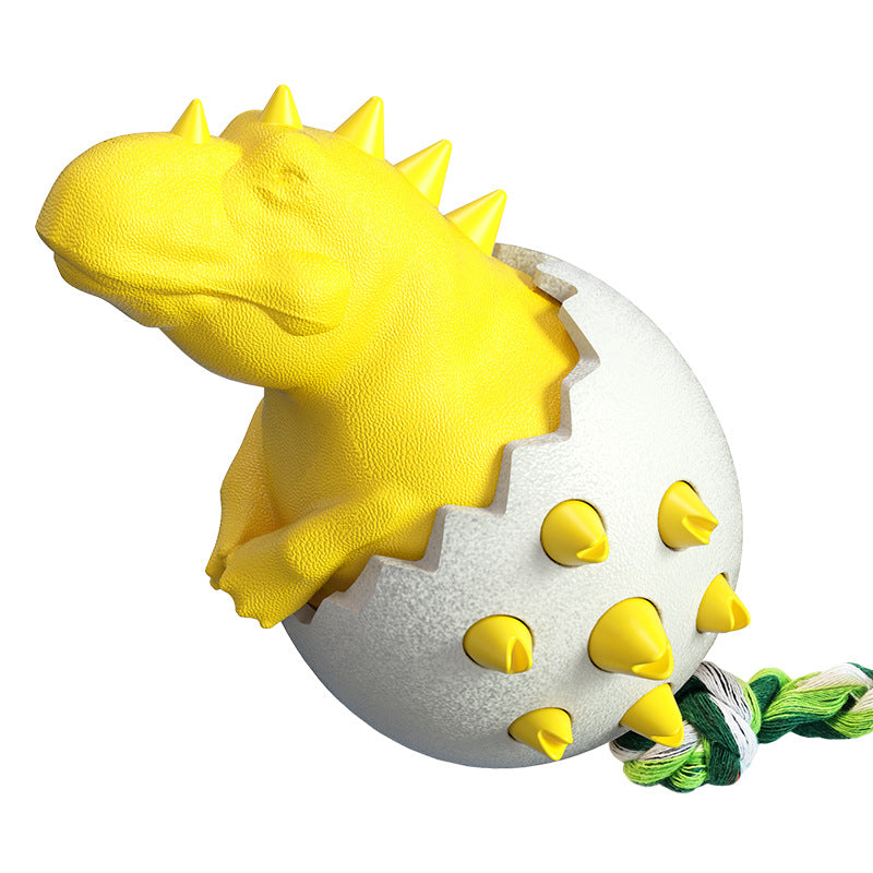 Dinosaur Egg Dog Chew Toy With Dental Texture & Rope