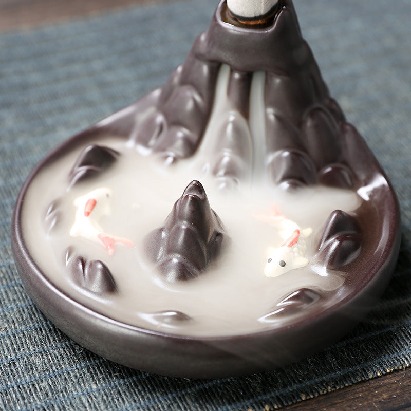 Backflow Incense Burner for Flowing Smoke Mountain Decor