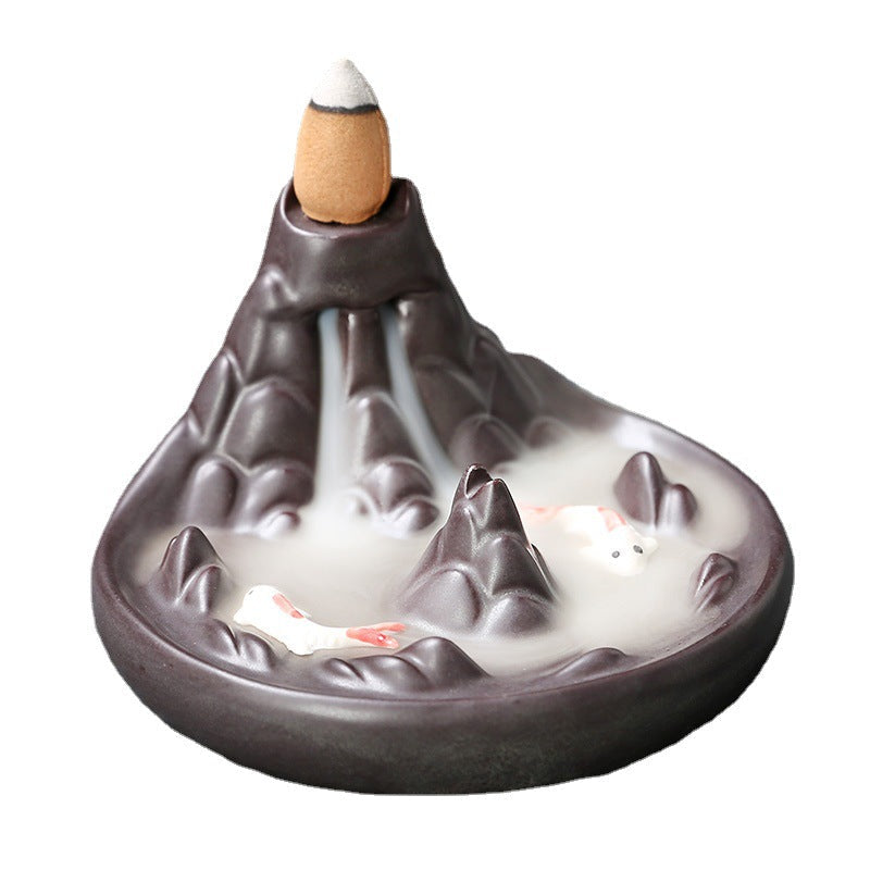 Backflow Incense Burner for Flowing Smoke Mountain Decor