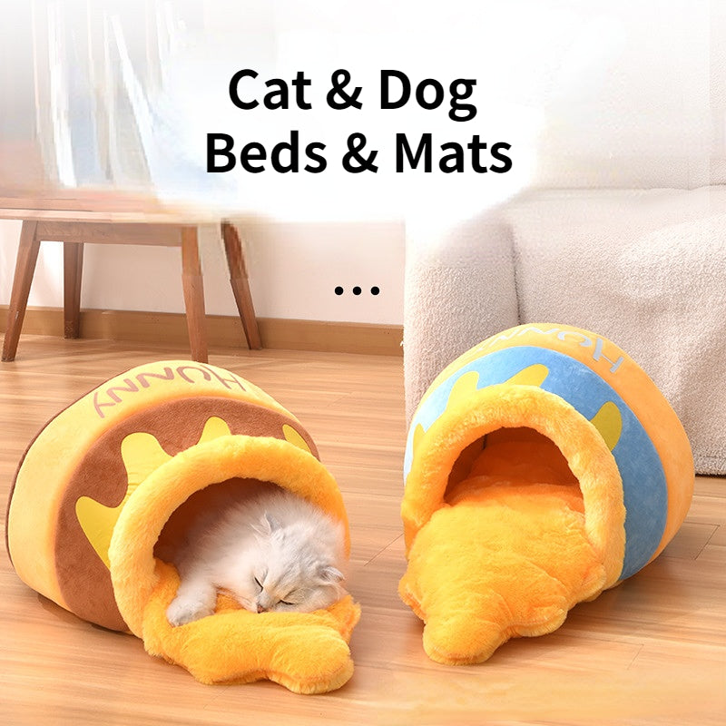 Winnie the Pooh Pet Bed & Warm Plush Cave Lounger for Cats