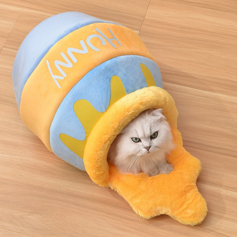 Winnie the Pooh Pet Bed & Warm Plush Cave Lounger for Cats