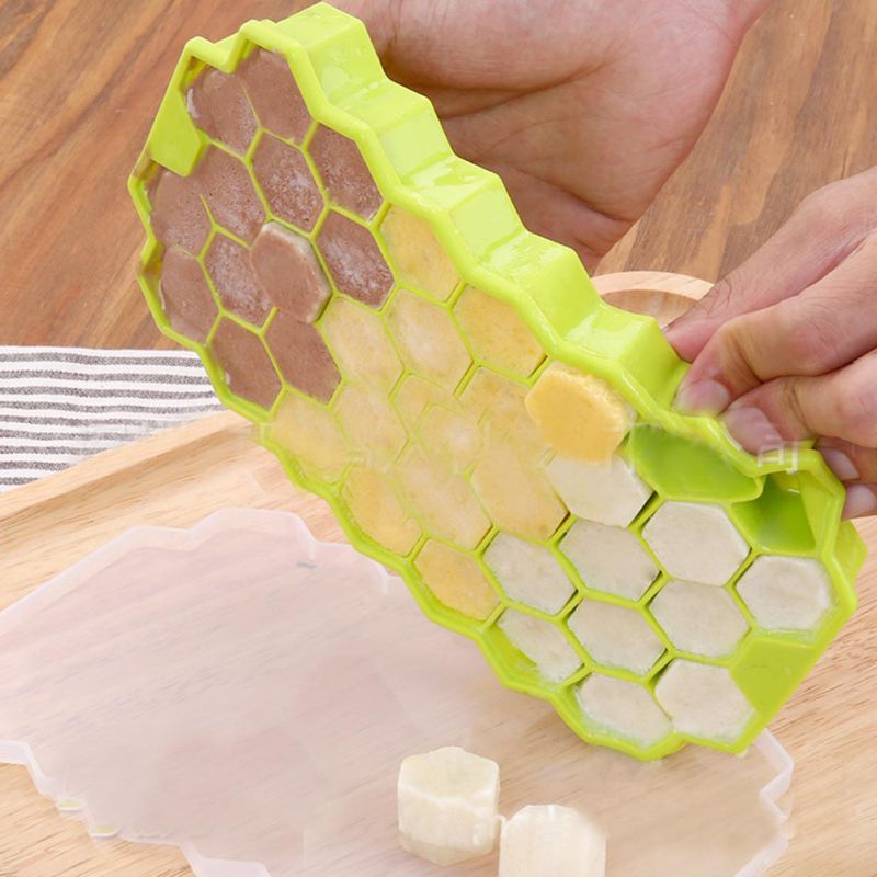 Silicone Honeycomb Ice Cube Tray: 37 Cubes Per Tray