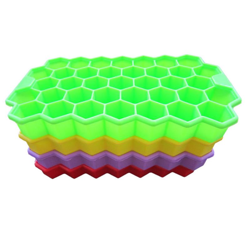 Silicone Honeycomb Ice Cube Tray: 37 Cubes Per Tray