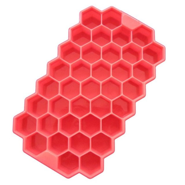 Silicone Honeycomb Ice Cube Tray: 37 Cubes Per Tray