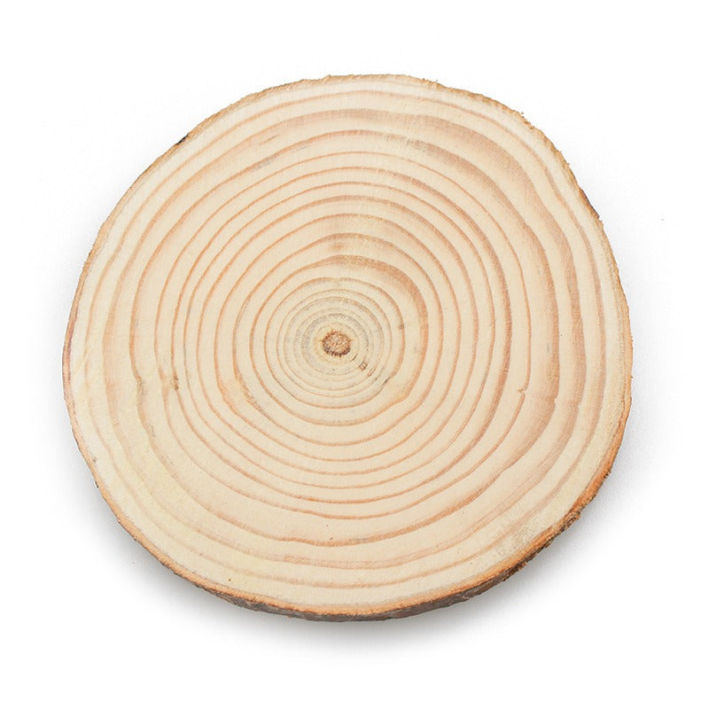 Wood Log Slice Candle Tray with Natural Bark Edge