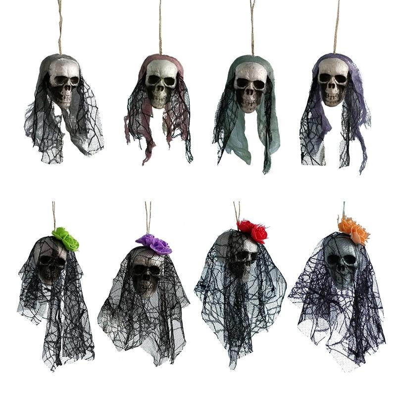 Hanging Skull Bride Halloween Decor | Gothic Display