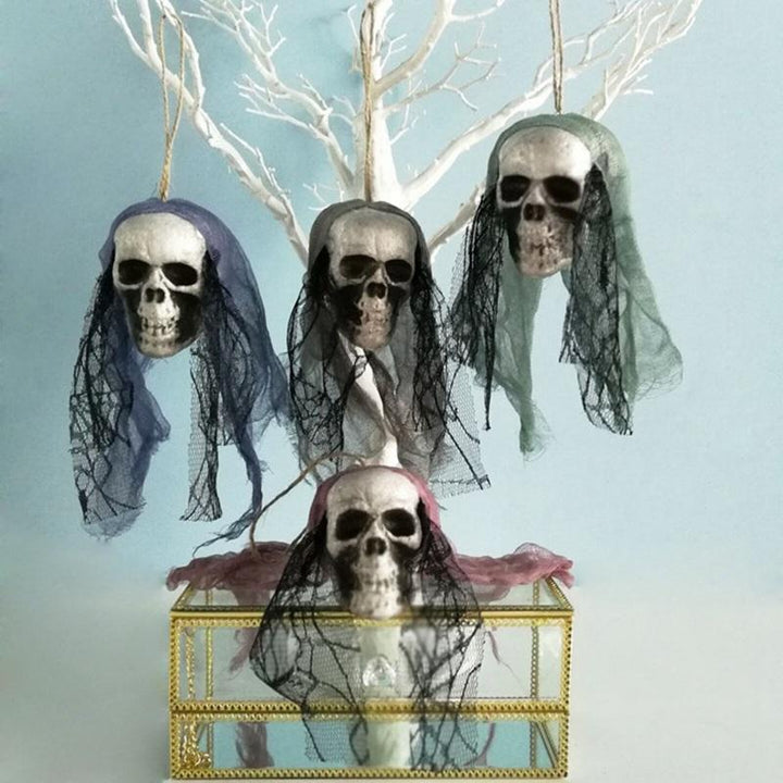 Hanging Skull Bride Halloween Decor | Gothic Display