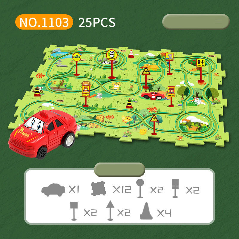 Children's Puzzle Track Car 15-Piece City Play Set