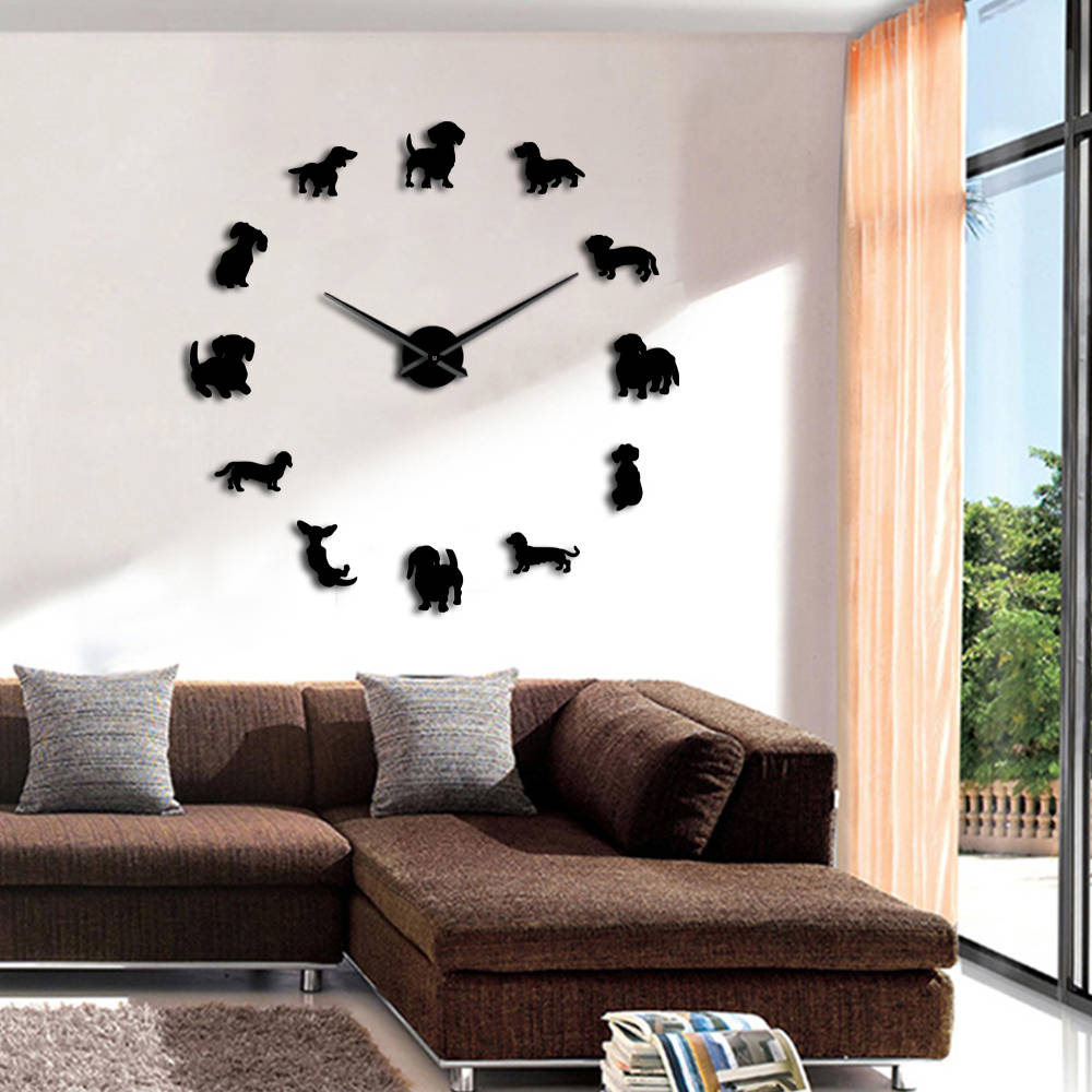 Dachshund Wall Clock With Glossy Mirror-Effect Decor