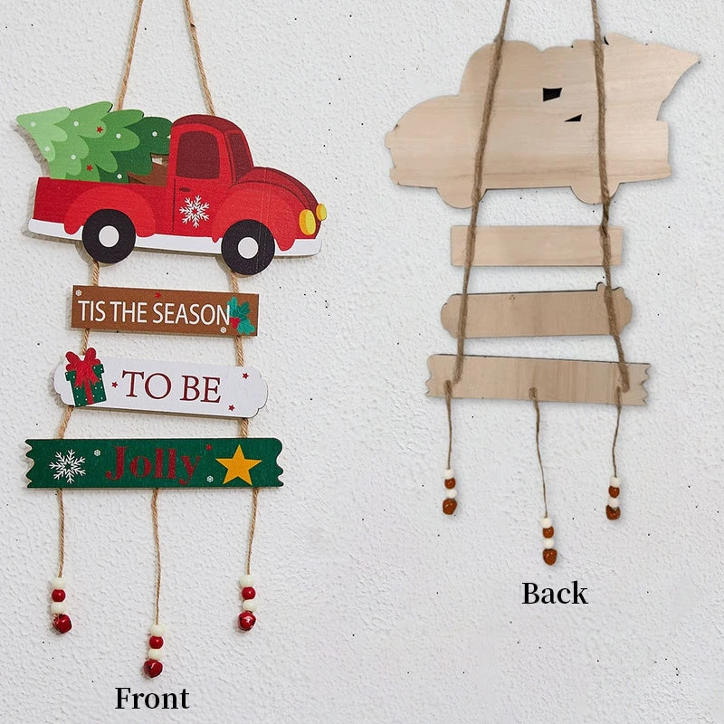 Wooden Christmas Door Sign for Space-Saving Holiday Decor